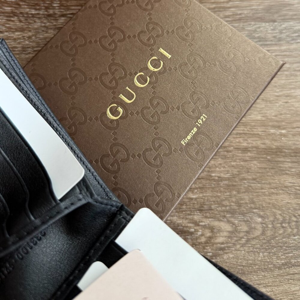 Display #1 Gucci Bifold Black Guccissima Leather Bifold Wallet - Picture 9 of 10